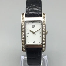 Givenchy Parfums Watch Womens 21mm Silver Tone CRACKED CRYSTAL New Battery