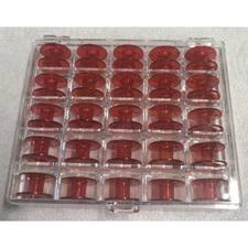 Janome Sewing Machine Red Bobbins with Storage Case New