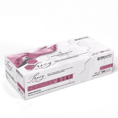 100 Einweghandschuhe FANCY ROSE  by Unigloves rose farbige Nitrilhandschuhe, Box
