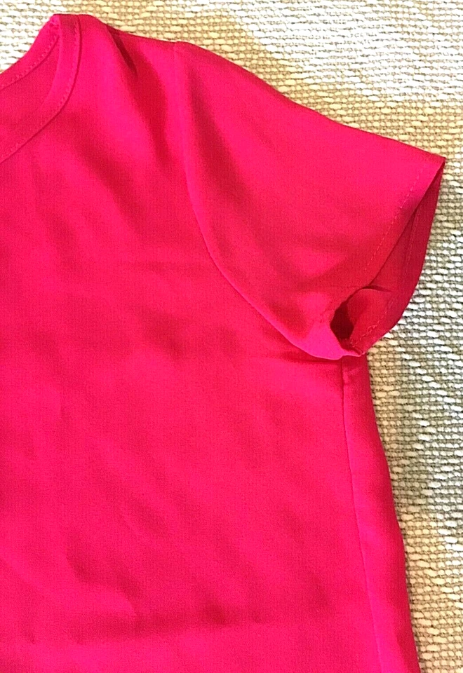 SOPRANO Niñas Blusa Transparente Camisa Top Dobladillo Redondo Gasa Rosa Caliente Talla M (10-12) Foto 4 de 4