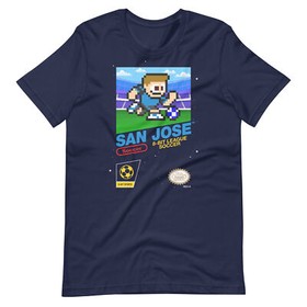 San Jose Earthquakes 8-bit Retro NES League Soccer Football Club FC Kit T-Shirt