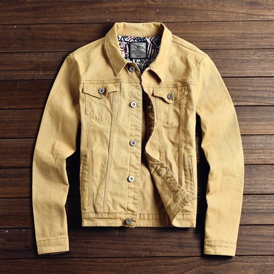 Men Jacket Cotton Coat Trucker Button Classic Jacket Western Casual Mortor Biker
