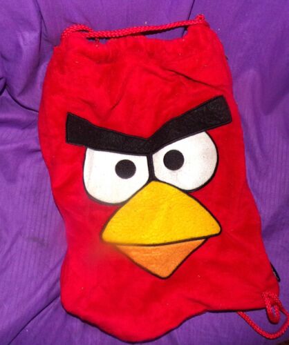 Angry Birds~ 17" X 12" Red Plush Cinch Pack~ Drawstring Backpack/ Bookbag - Afbeelding 1 van 1