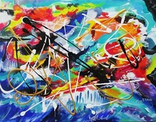 Energy of Chaos 040423 - Original Painting Colorful Abstract on Stretched Canvas