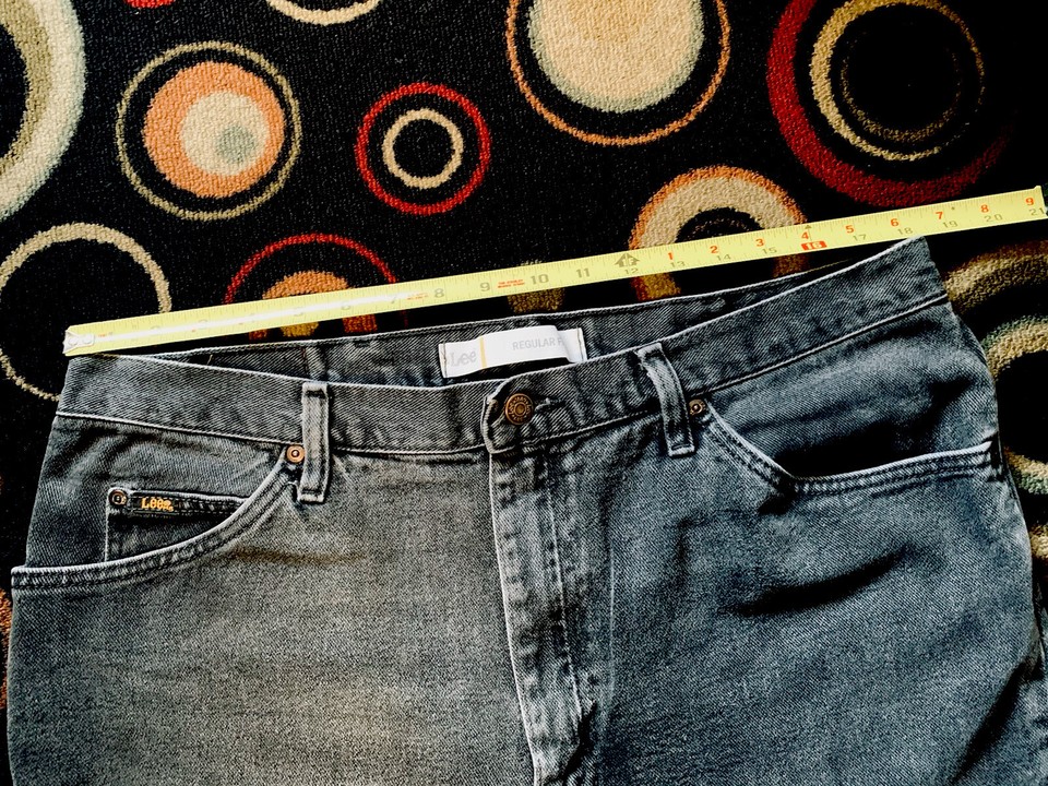 Vintage Lee Mens Jeans Black Denim Faded Waist 38 Length 32 (Tag 40/32