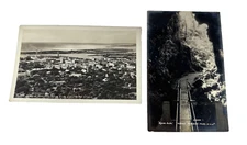 LOT 2 Old HAWAII RPPC Real Photo Postcards Honolulu from Punchbowl Crater Lava