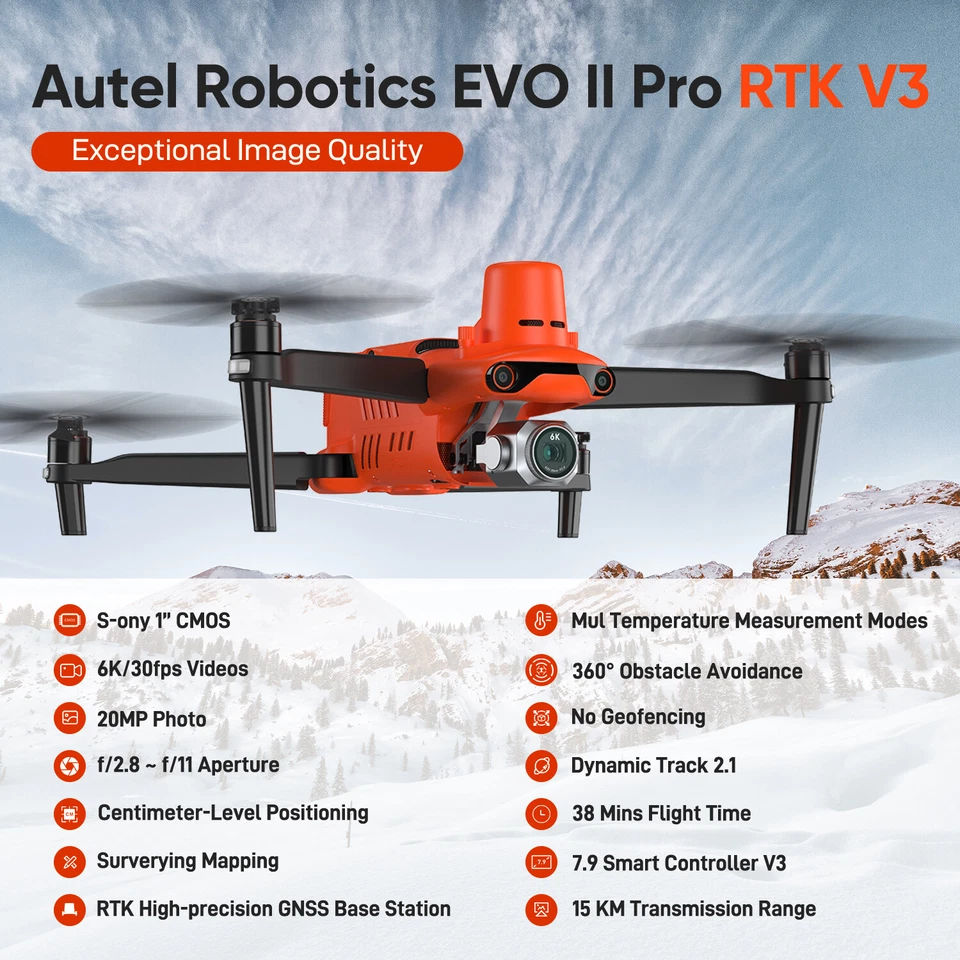 Autel EVO 2 Pro V3 RTK 6K HDR Video Drone Centimeter-Level Positioning GNSS PPK - Image 2 of 4