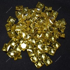 21 Pcs Natural Yellow Sapphire CERTIFIED Square Shape Loose Gemstone 5x5 MM Lot