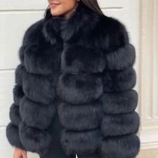 Women Genuine Fox Fur Genuine New Jacket Coat With Collar