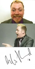 TV & COMEDIAN* RUFUS HOUND SIGNED 6x4 WHITECARD+2 UNSIGNED PHOTOS+COA