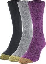 GOLDTOE Women's Ultra Soft Texture Crew Socks 3 Pairs Size 6-9