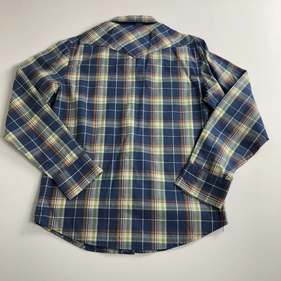 Ditch Plains New York Men's Blue Plaid Western Shirt Pearl Snap Button Up Size S - Image 2 of 4