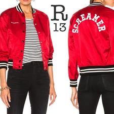 R13 Nwt Red Screamer Unlined Raglan Jacket Bomber S