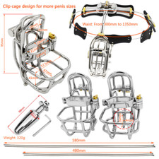 Stainless Steel Clip Cage Design Detachable Male Belt T-type Chastity Device
