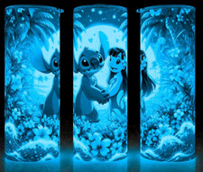 Glow in the Dark Lilo and Stitch Floral Moon Coffee Cup Mug Tumbler 20oz