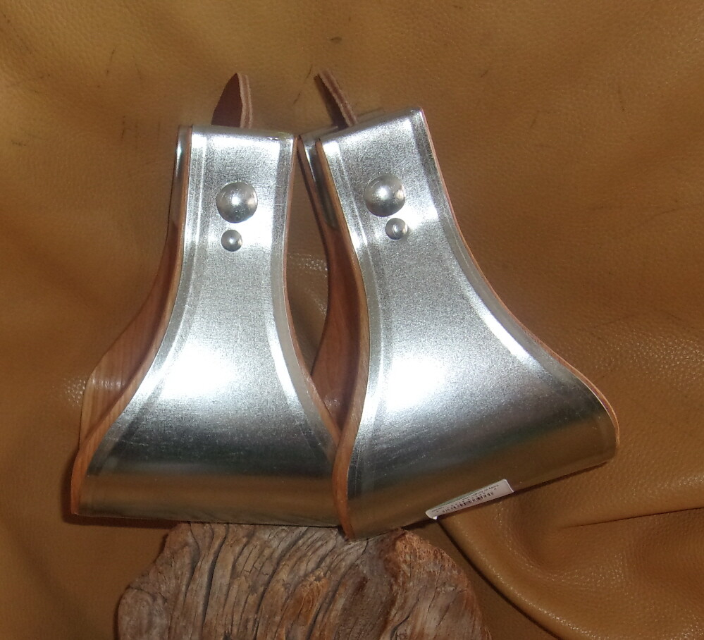 US Made Metal Bound Wood Stirrups, 4 or 5 Wide. Tan/brown