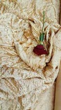 GOLD WAVES Rosette Satin Fabric Sold By The Yard Floral Flowers Satin Decor