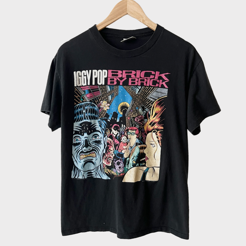 T-Shirt Iggy Pop Brick By Brick - Rock Album Cover Crew Neck Slim Fit Pour Homme