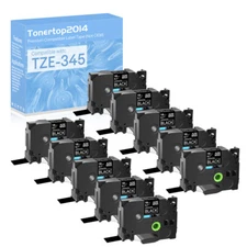 10PCS 18mm TZ 345 TZe 345 White on Black Tape for Brother P-touch PT-3600 7600