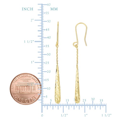 Lange Tropfen-Ohrhänger 14 Karat Gelbgold Diamantschliff - Bild 2 von 4