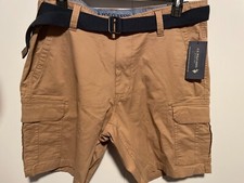 US Polo Association Men's Cargo Shorts W40 42 10" Honey Tan Belt Stretch