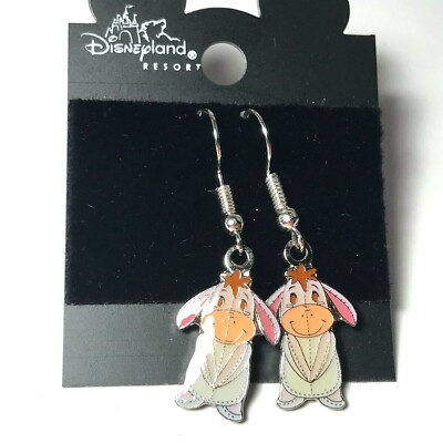 Vintage Disney Eeyore Earrings Donkey Winnie the Pooh Disneyana Signed Charms