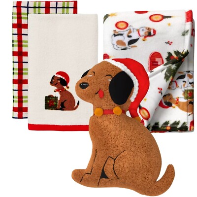 Target Wondershop Dog Puppy Throw Pillow Blanket Towel Set Christmas 202 