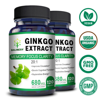 Ginkgo Biloba 680mg Konzentration Ginko Gingo Gingko - Vegan