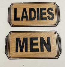 MENS WOMENS RESTROOM SIGNS VINTAGE DINER WOOD STYLE BATHROOM RESTAURANT