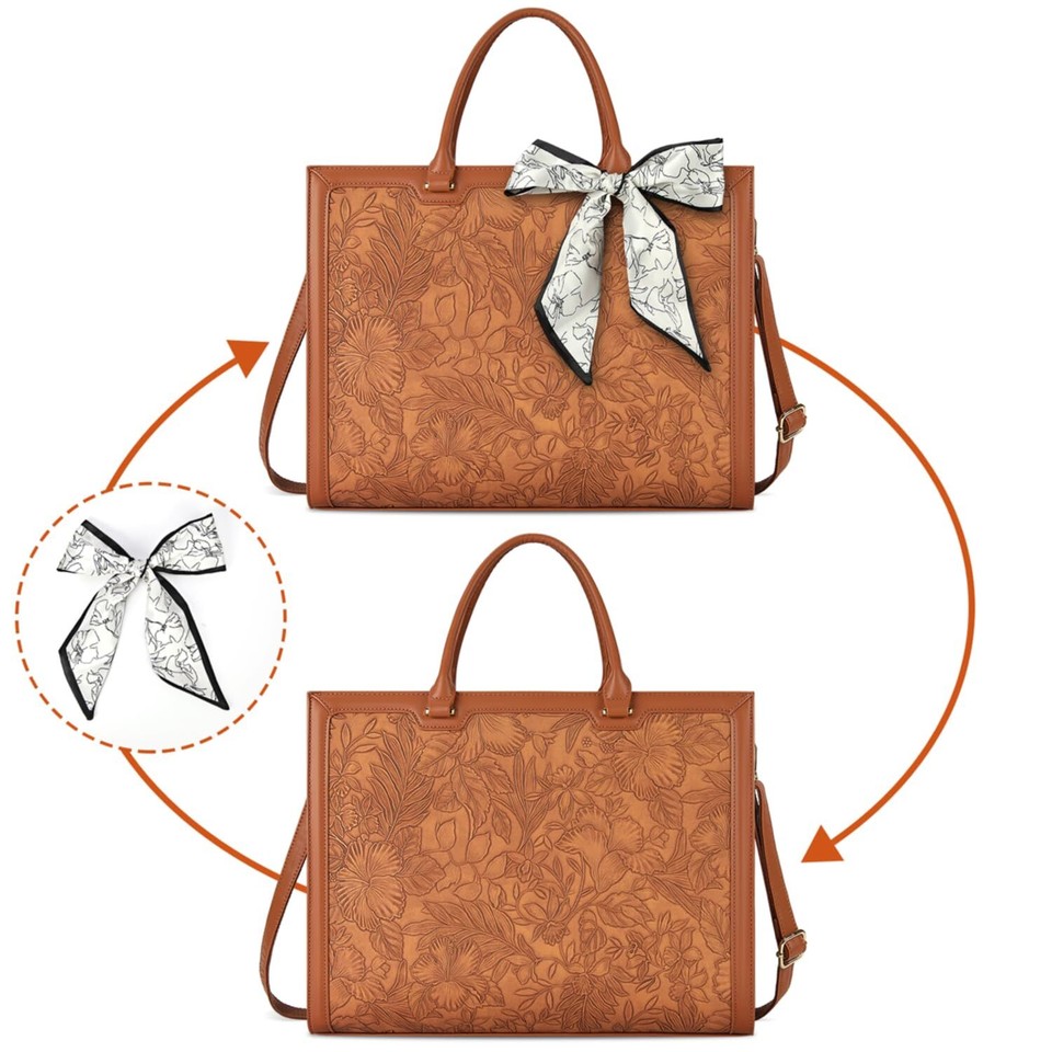 Laptop Bag for Women 15.6 Inch Laptop Tote Bag Waterproof Leather