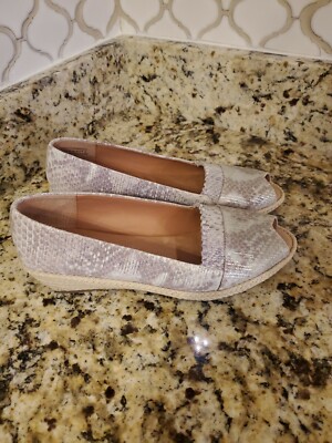 Gentle Souls lissa ruffle Open Toe Suede  Snakeskin Espadrilles Shoes SZ 8,New