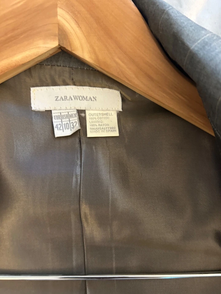 Conjunto de traje vintage de piel de tiburón Zara plateado/gris talla 10 Foto 4 de 4