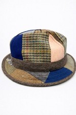 Olney Patchwork Tweed Pork Pie / Trilby 100% Wool Hat Size 58 Made in Britain