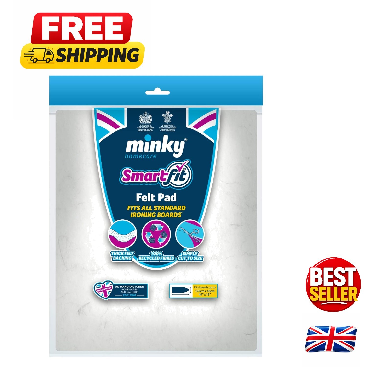 Smartfit Felt Ironing Pad - Extra Thick, Eco-Friendly 125x45cm, Perfect Fit