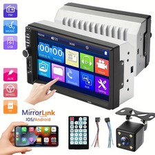 7" Double 2 DIN Car MP5 Player Bluetooth Touch Screen FM Stereo Radio  Camera.
