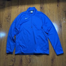Nike Dri-FIT Men's Training Top Size M Blue Fleece 1/4 Zip Pullover
