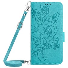 For iPhone Samsung Honor Crossbody Rose Wallet Case Flip Stand Leather Cover Bag