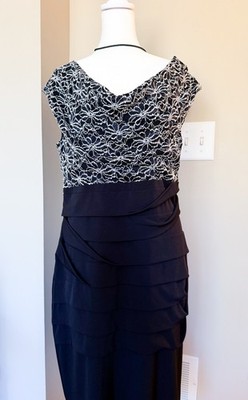 Connected Apparel Cowl Neck Cocktail Dress Black - Size 12