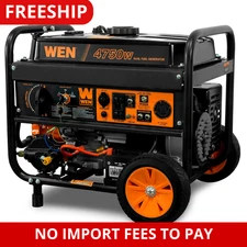 WEN DF475T Dual Fuel Generator 4750W – Electric Start, Wheel Kit, 120/240V