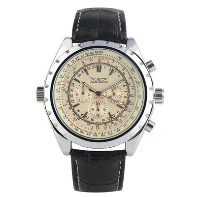 Jaragar Automatik Herrenuhr Mechanisch Leder Vintage Elegant Klassisch Chic