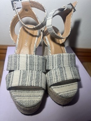 H&M Striped Espadrille Wedge Sandals with Ankle Strap