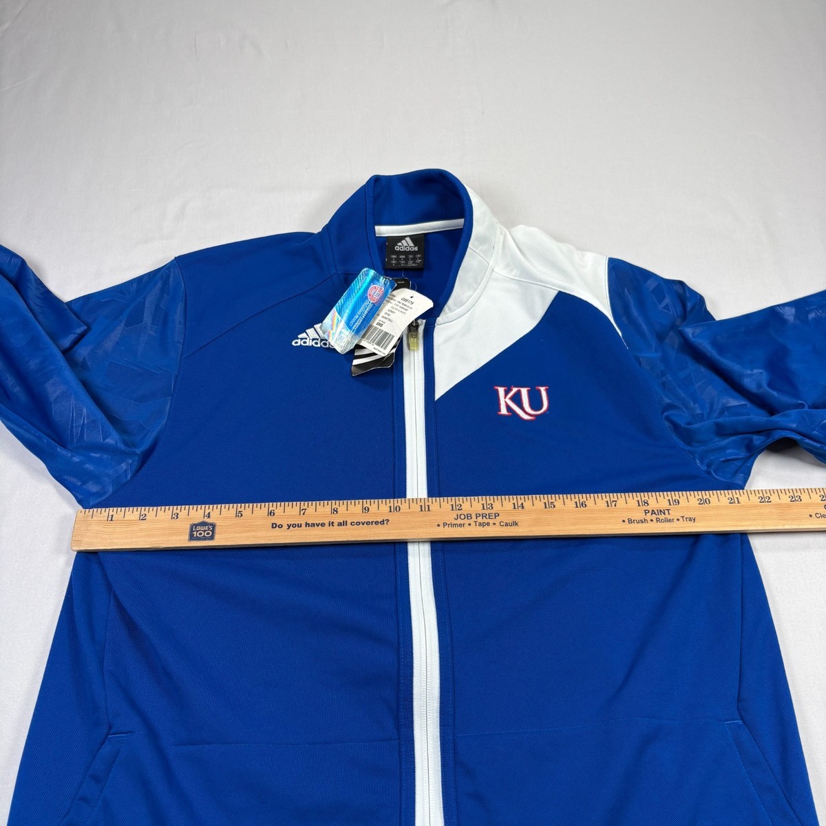 Kansas Jayhawks Adidas Track Jacket Mens Large Blue Full Zip Warm 