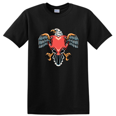 Eagle Heart Vintage Graphic T Shirt Retro Bird Design Love Tee Classic Style