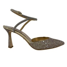 Badgley Mischka Kamilah Heels Womens 7.5 Gold Dress Pump Pointed Toe Embellished