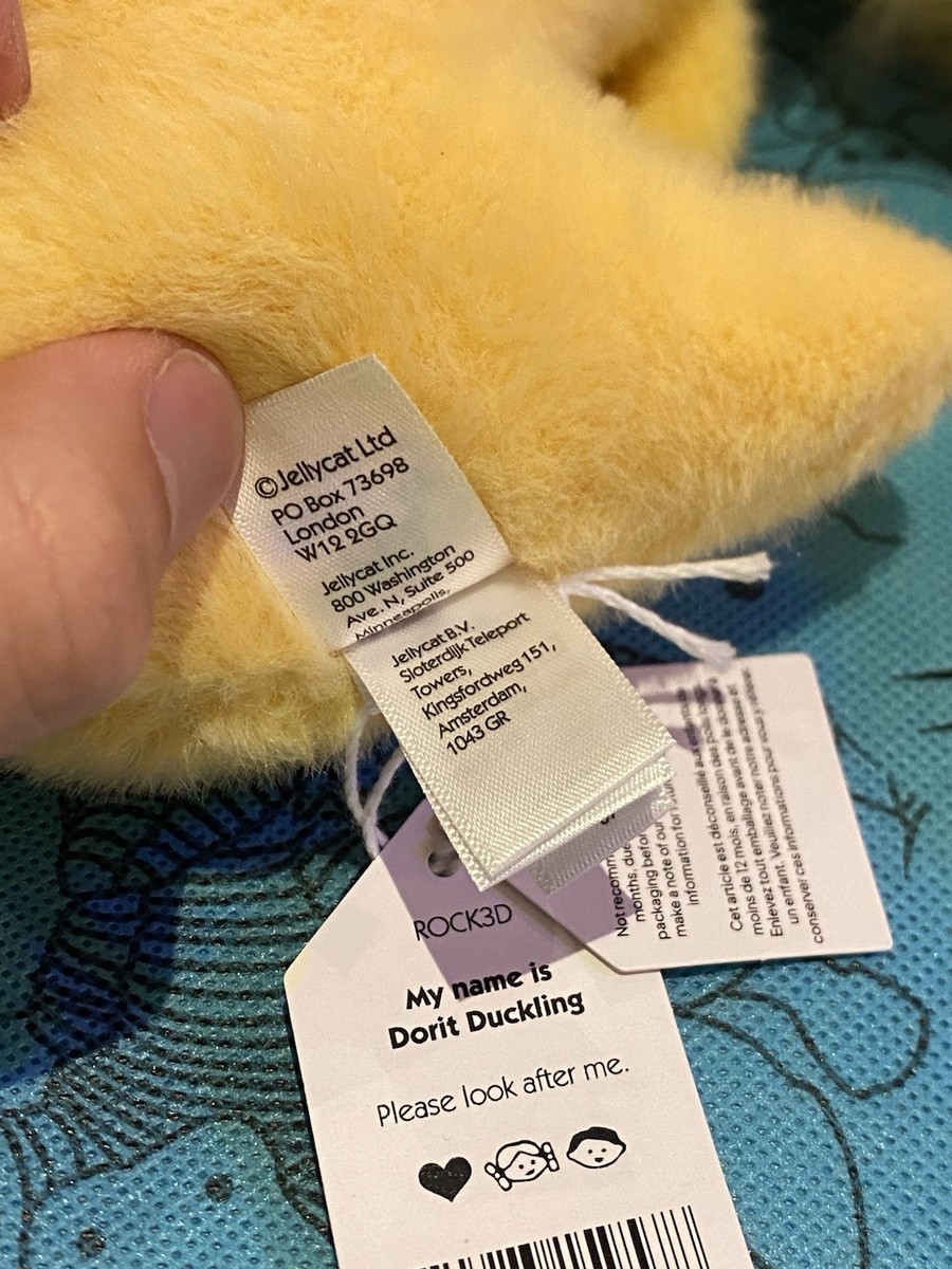 Jellcat Dorit Duckling Plush Stuffed Animal Soft Cute NWT and Dust