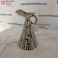 Brocca Vintage Ceramiche Campionesi Decori Bianchi Fondo Nero DesignAnni 50