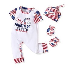 Newborn Baby Boy Romper Coming Home Outfits Letter 0-3 Months 1st 4th of July