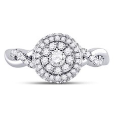 10kt White Gold Womens Round Diamond Cluster Bridal Wedding Engagement Ring