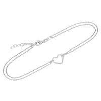 23Cm Anker Fusskette Rund Mit Herz 925 Silber Damen Ankerkette FußKettchen