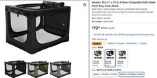 Soft-Sided Folding Dog Crate 30 x 21 x 21 in Large Black Mesh Portable PTD16C-L